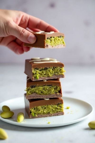 Vibrant hues on green chocolates
